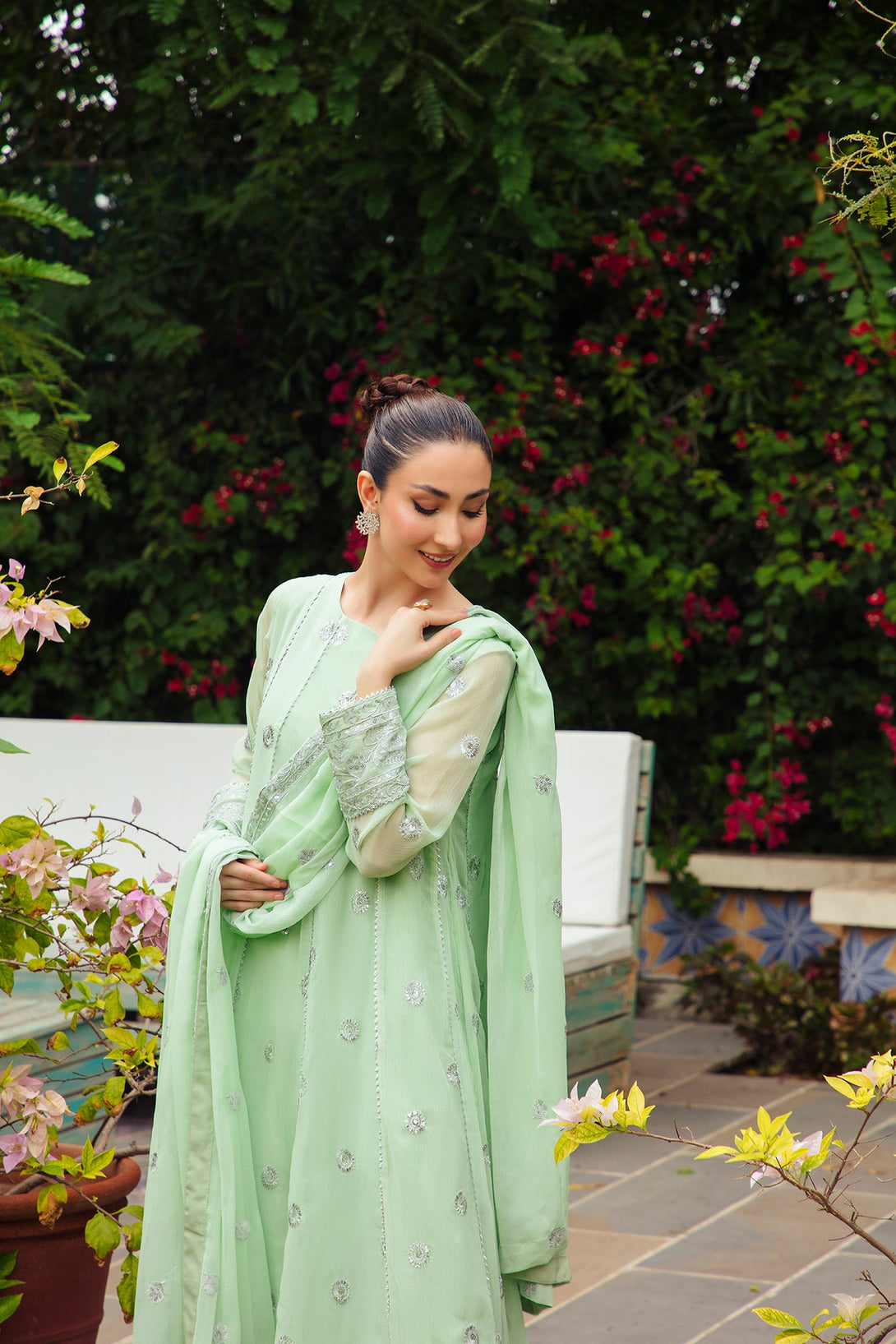 3-Piece Stitched Timeless Mint Green Embroidered Sheep