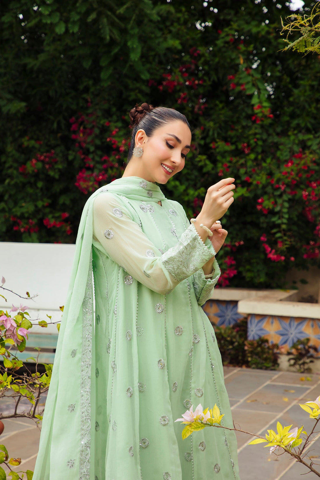 3-Piece Stitched Timeless Mint Green Embroidered Sheep
