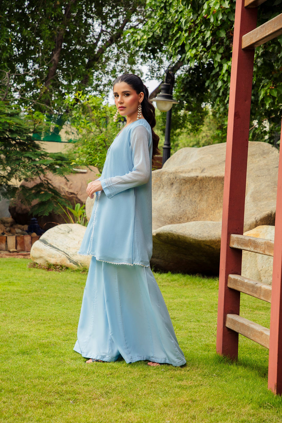 2-Piece Stitched Timeless Chambray Embroidered Sheep