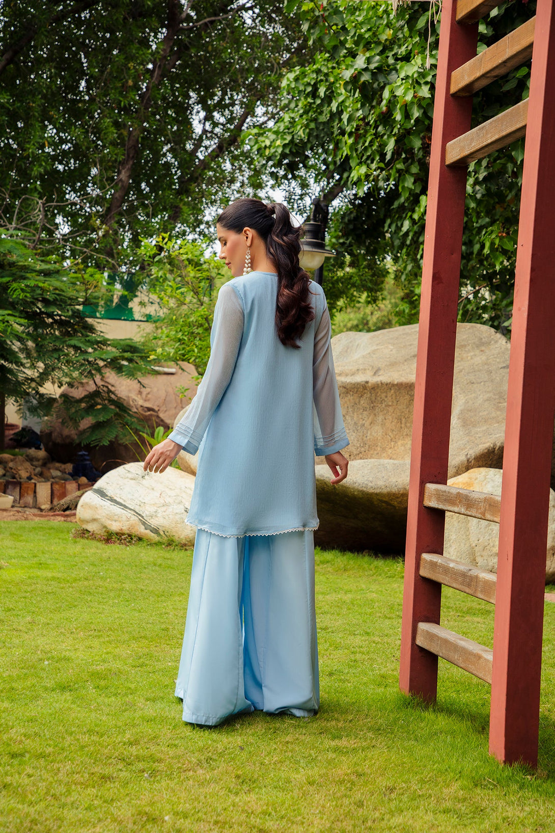 2-Piece Stitched Timeless Chambray Embroidered Sheep