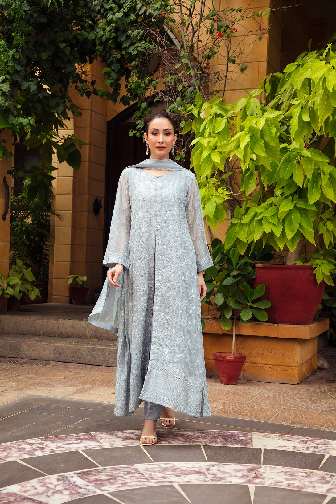 3-Piece Stitched Timeless Gray Embroidered Sheep