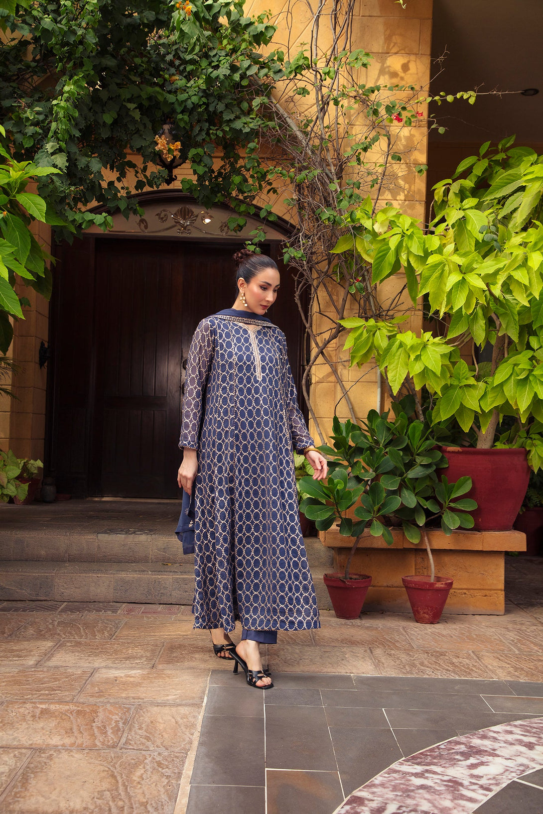 3-Piece Stitched Timeless Agean Blue Embroidered Sheep