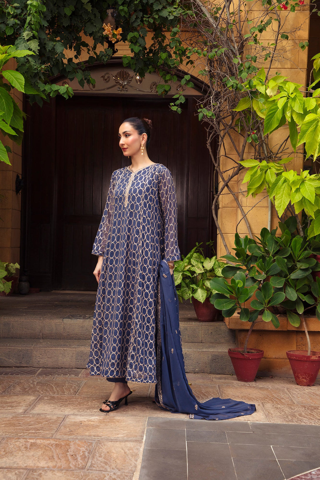 3-Piece Stitched Timeless Agean Blue Embroidered Sheep