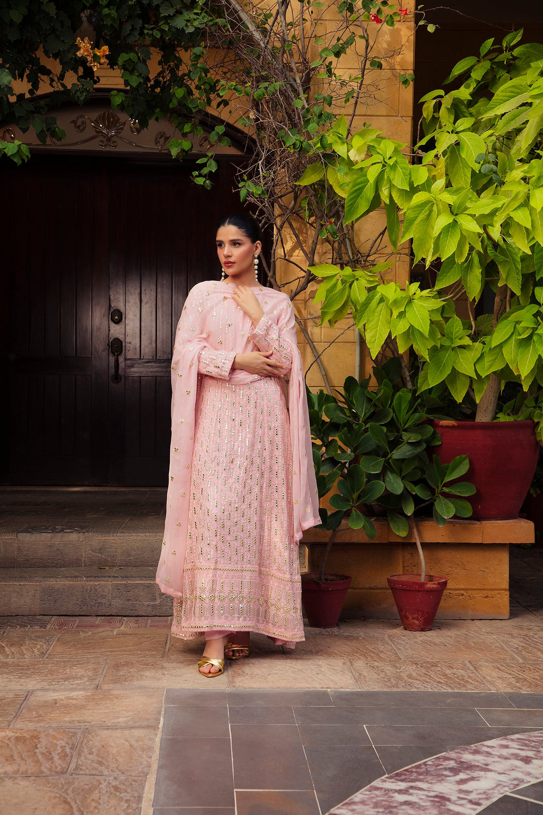 3-Piece Stitched Timeless Pink Embroidered Sheep
