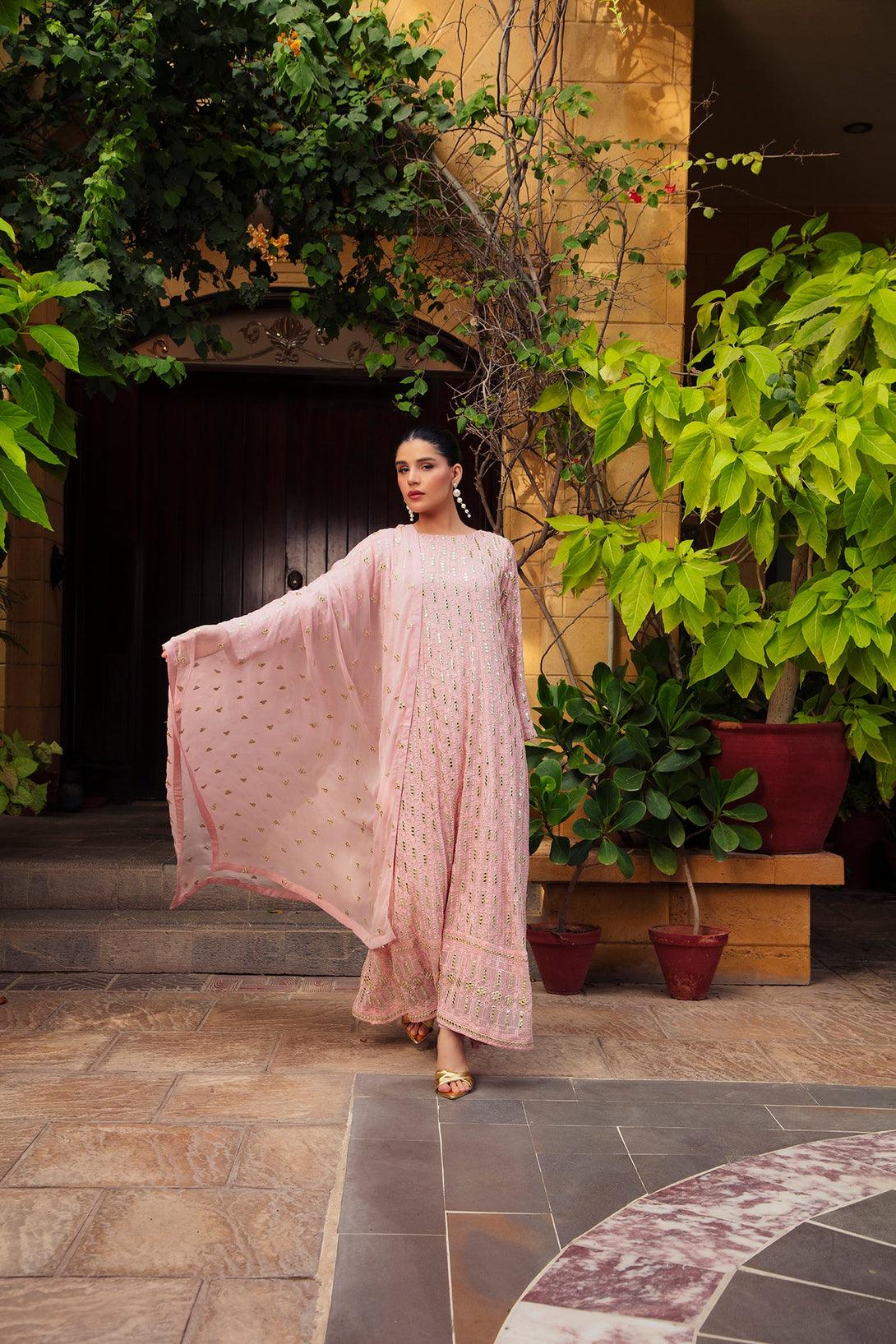 3-Piece Stitched Timeless Pink Embroidered Sheep