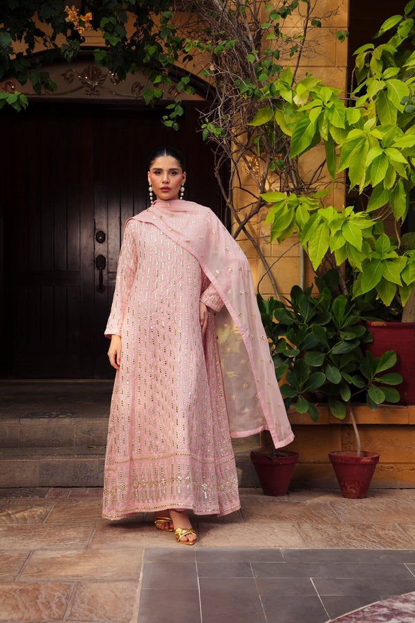 3-Piece Stitched Timeless Pink Embroidered Sheep