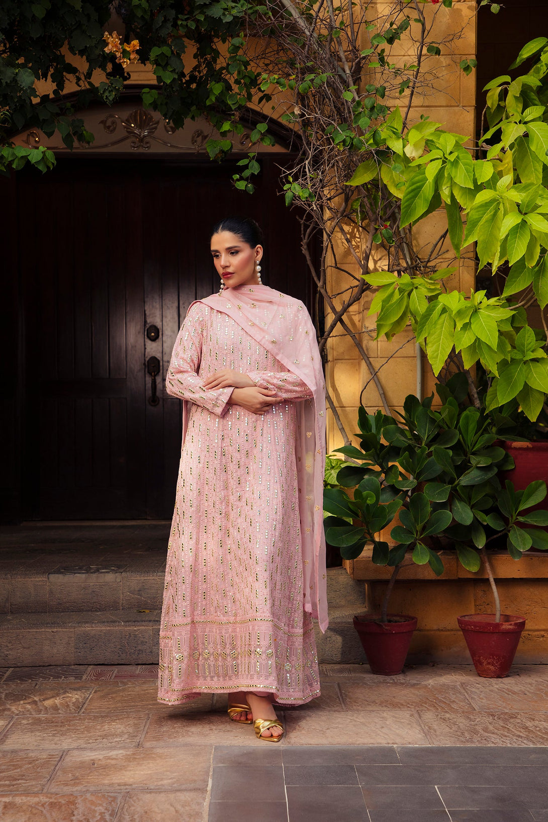 3-Piece Stitched Timeless Pink Embroidered Sheep
