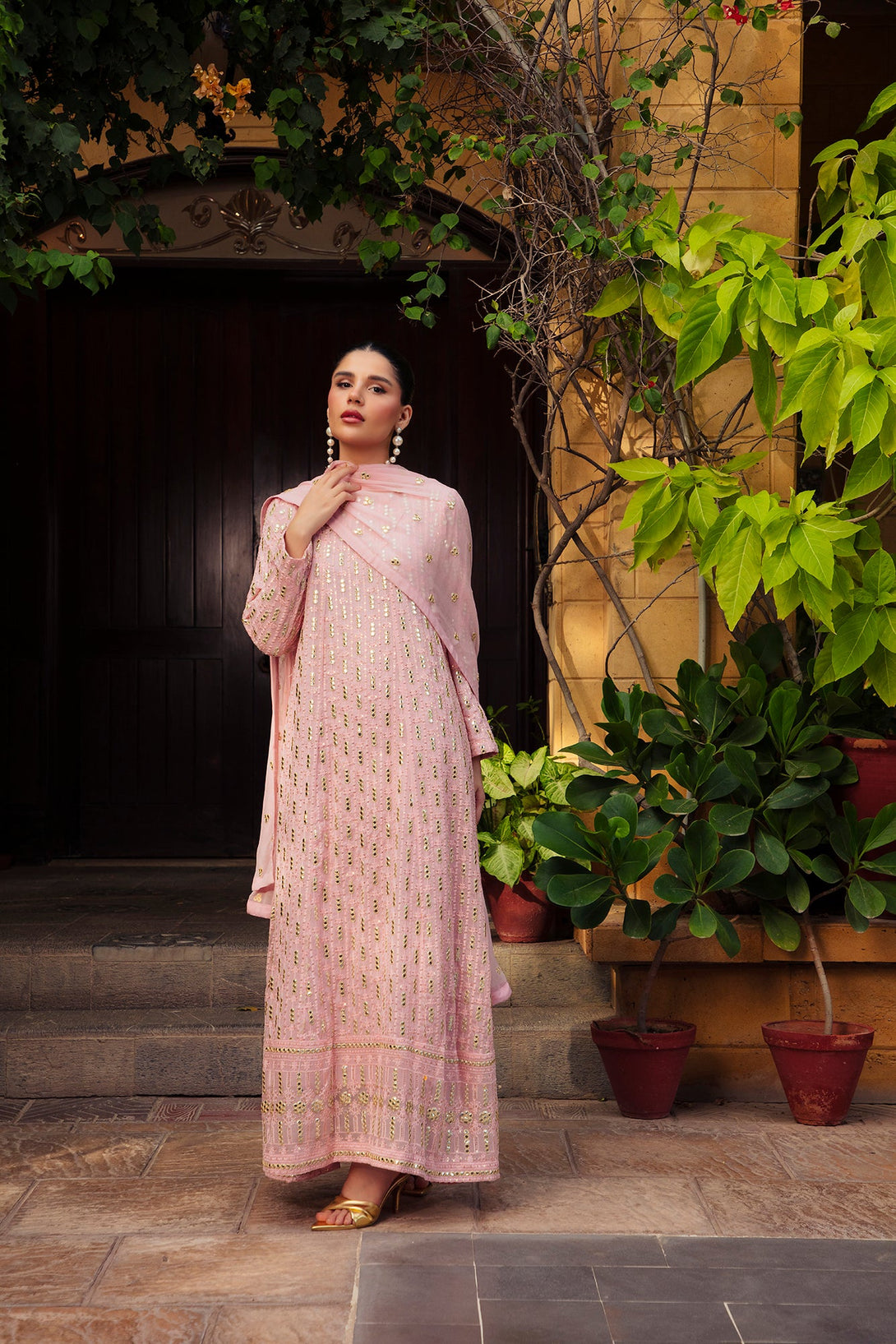 3-Piece Stitched Timeless Pink Embroidered Sheep