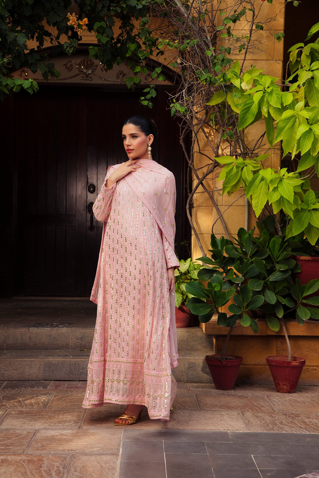 3-Piece Stitched Timeless Pink Embroidered Sheep