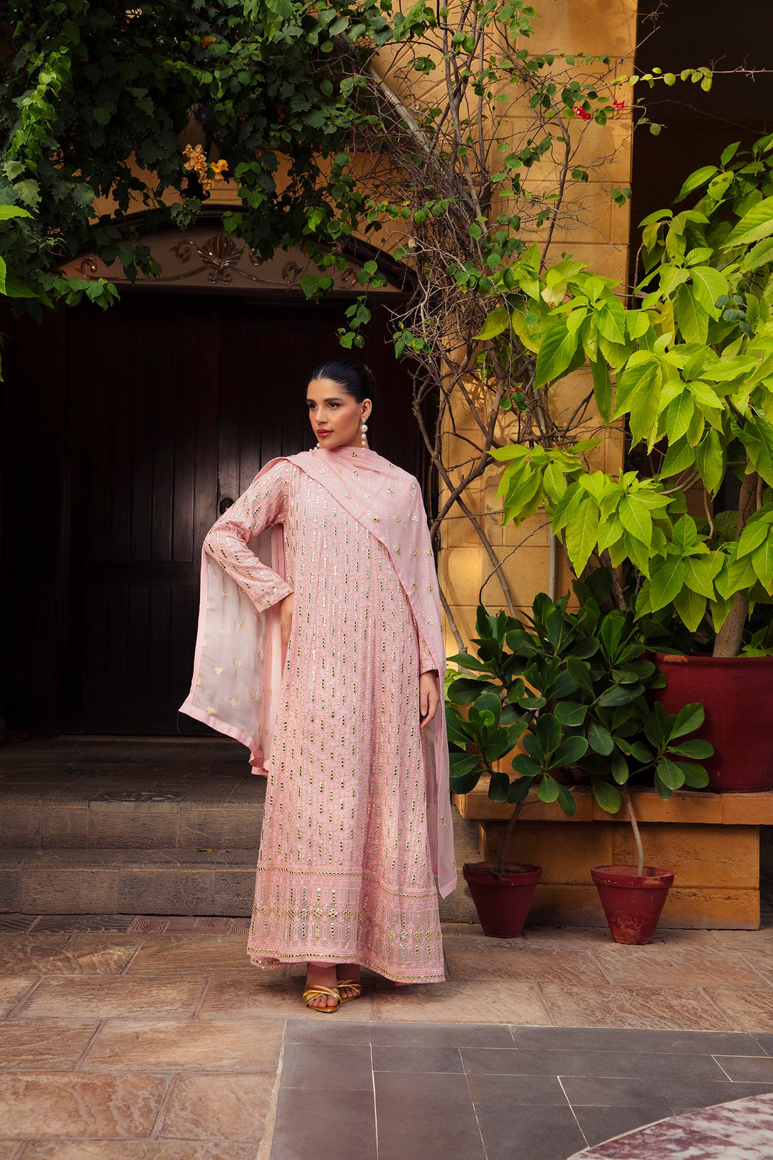 3-Piece Stitched Timeless Pink Embroidered Sheep