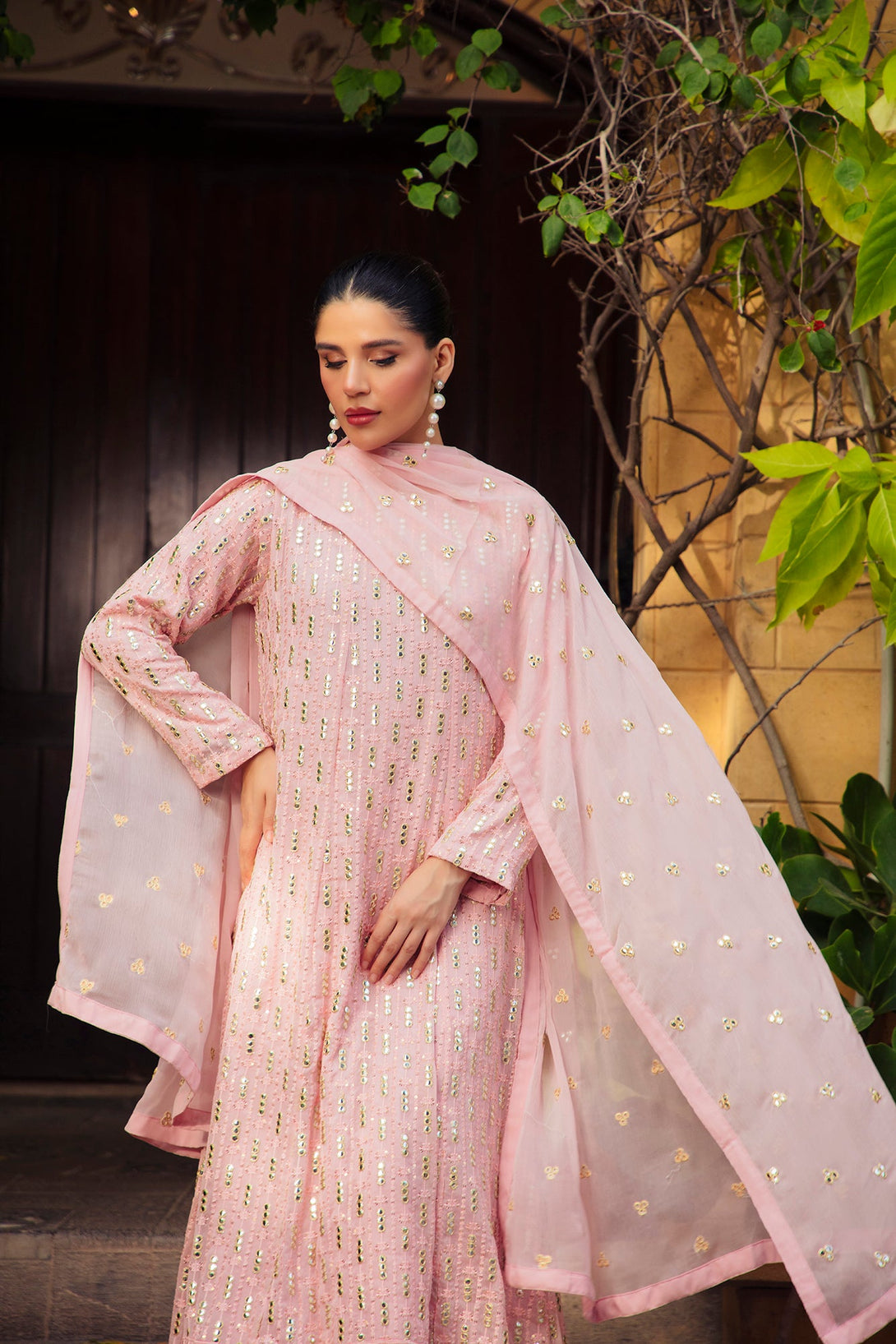 3-Piece Stitched Timeless Pink Embroidered Sheep