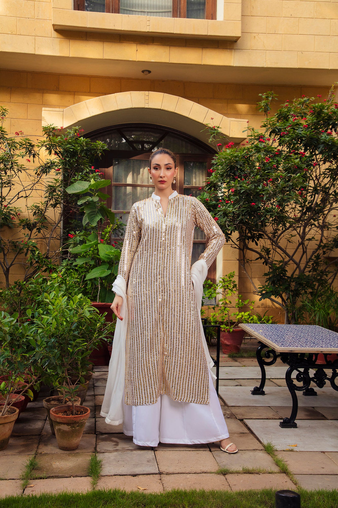 3-Piece Stitched Timeless White Embroidered Sheep