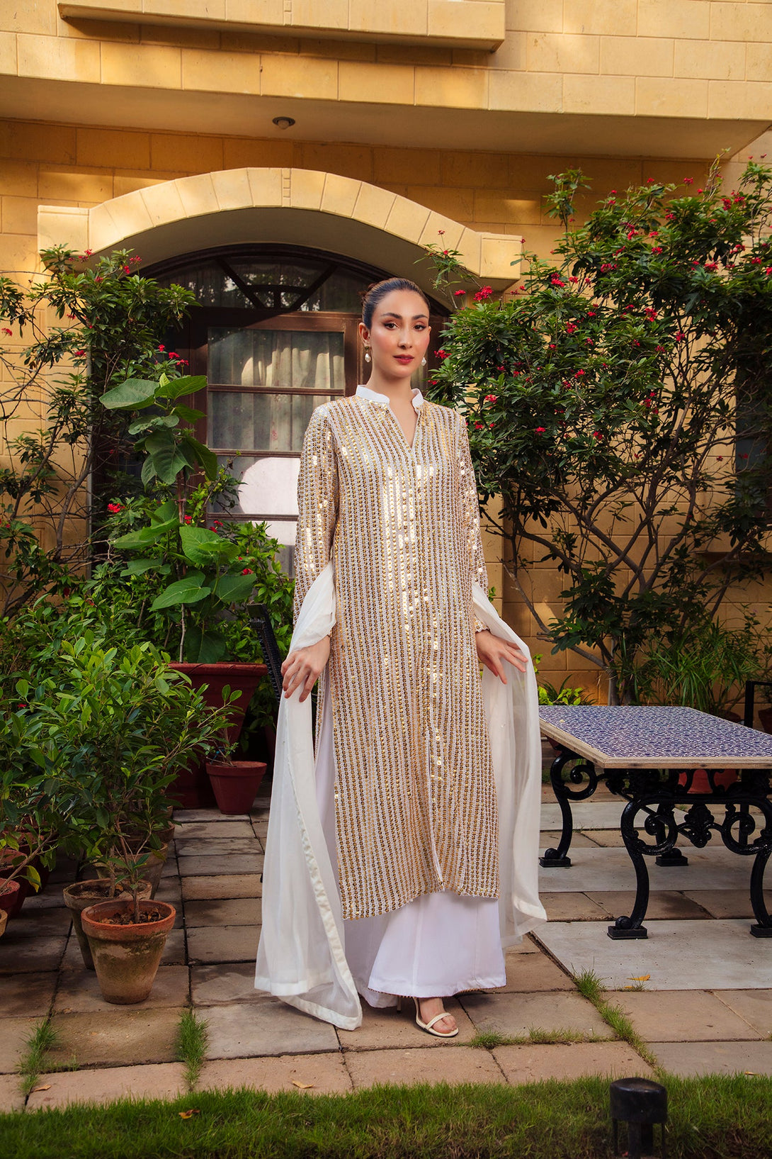 3-Piece Stitched Timeless White Embroidered Sheep