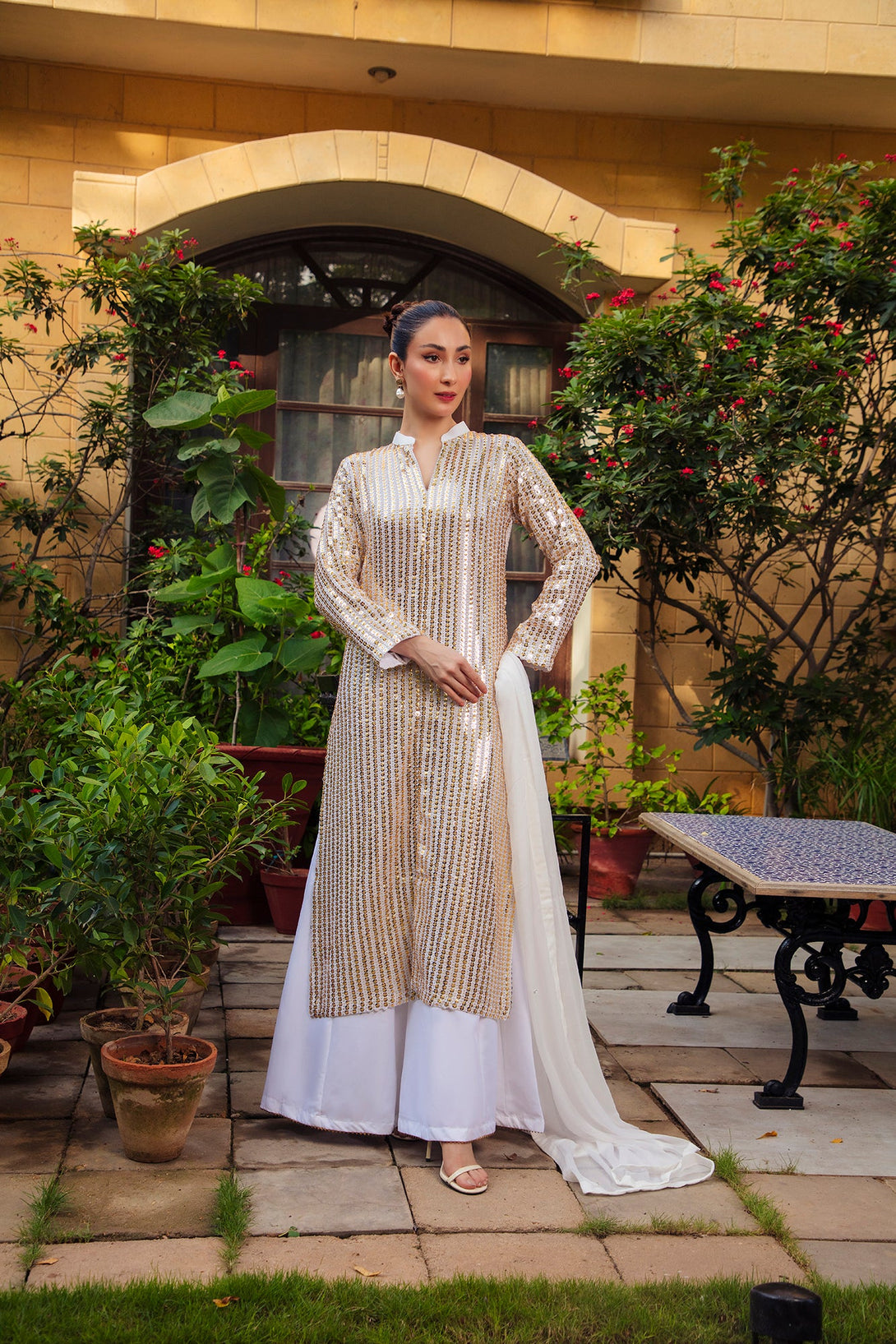 3-Piece Stitched Timeless White Embroidered Sheep