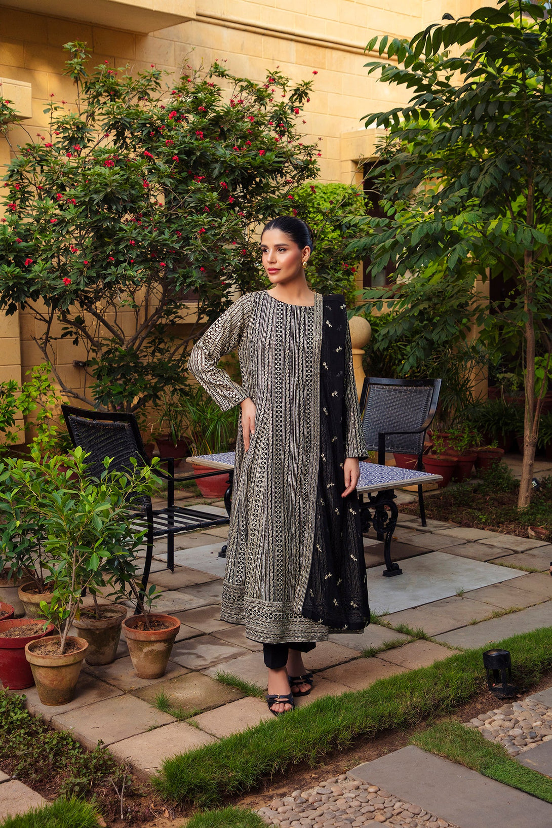 3-Piece Stitched Timeless Black Embroidered Sheep