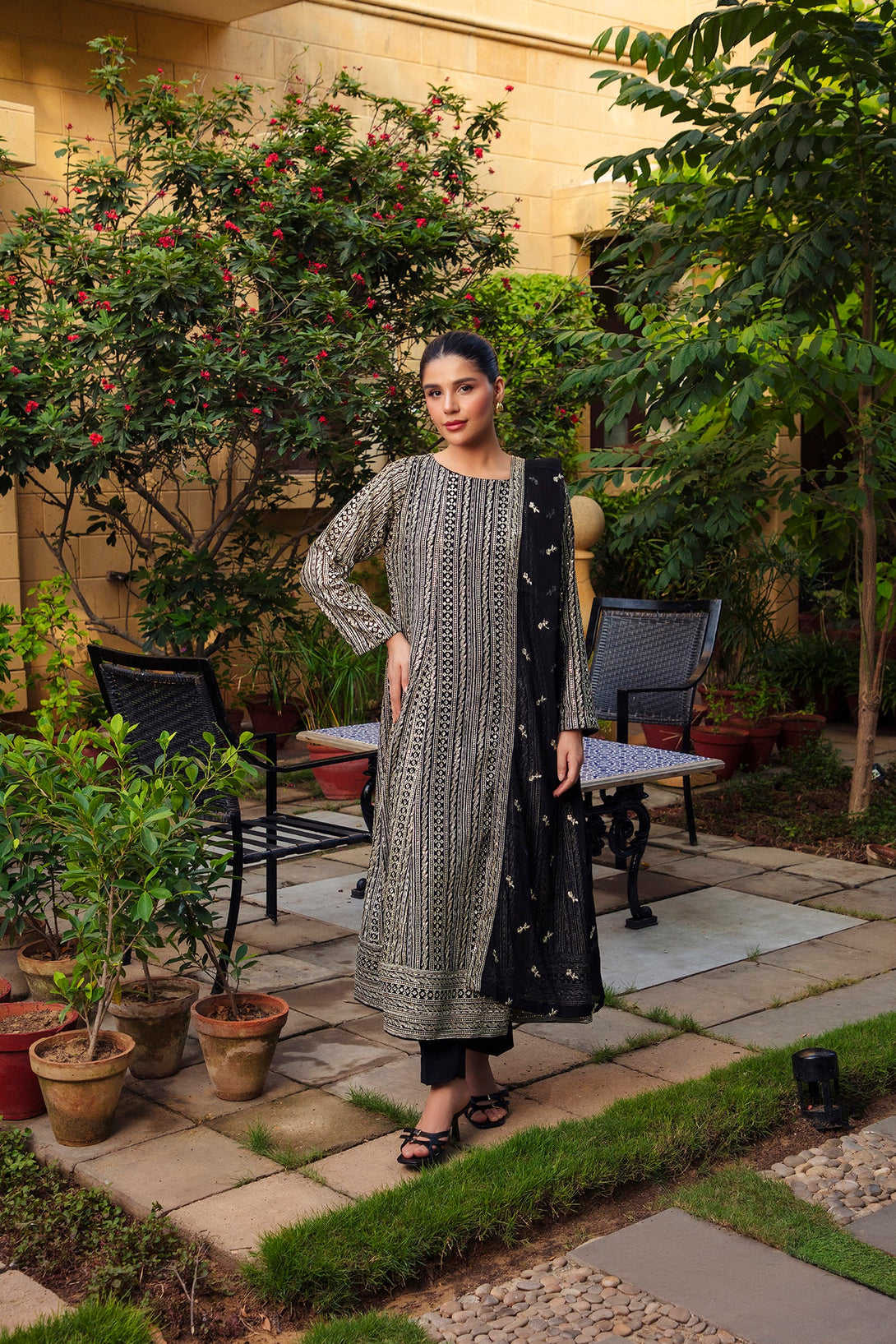 3-Piece Stitched Timeless Black Embroidered Sheep