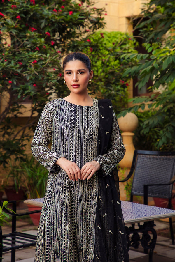 3-Piece Stitched Timeless Black Embroidered Sheep