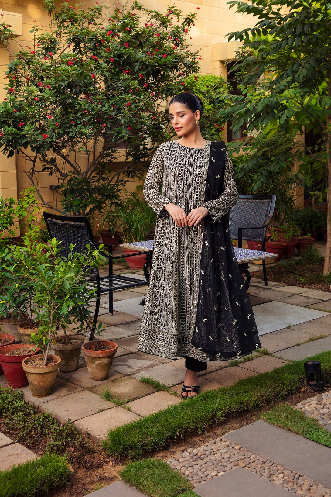 3-Piece Stitched Timeless Black Embroidered Sheep