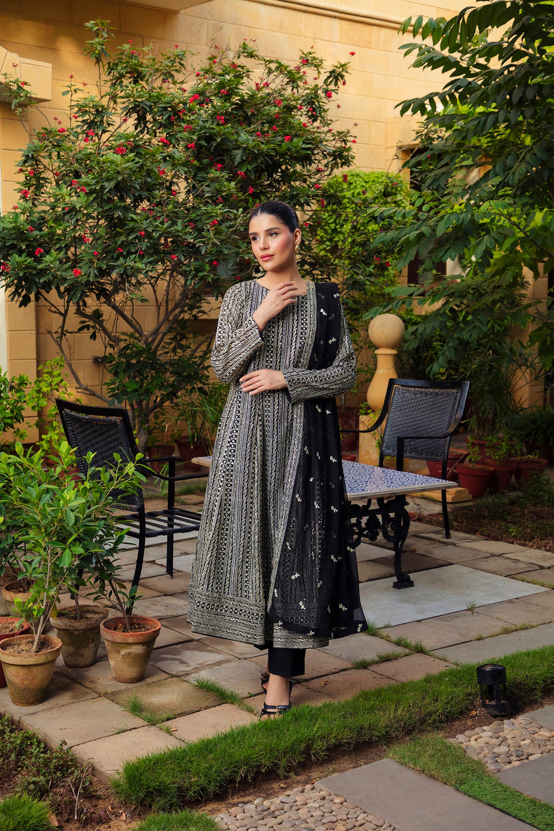 3-Piece Stitched Timeless Black Embroidered Sheep