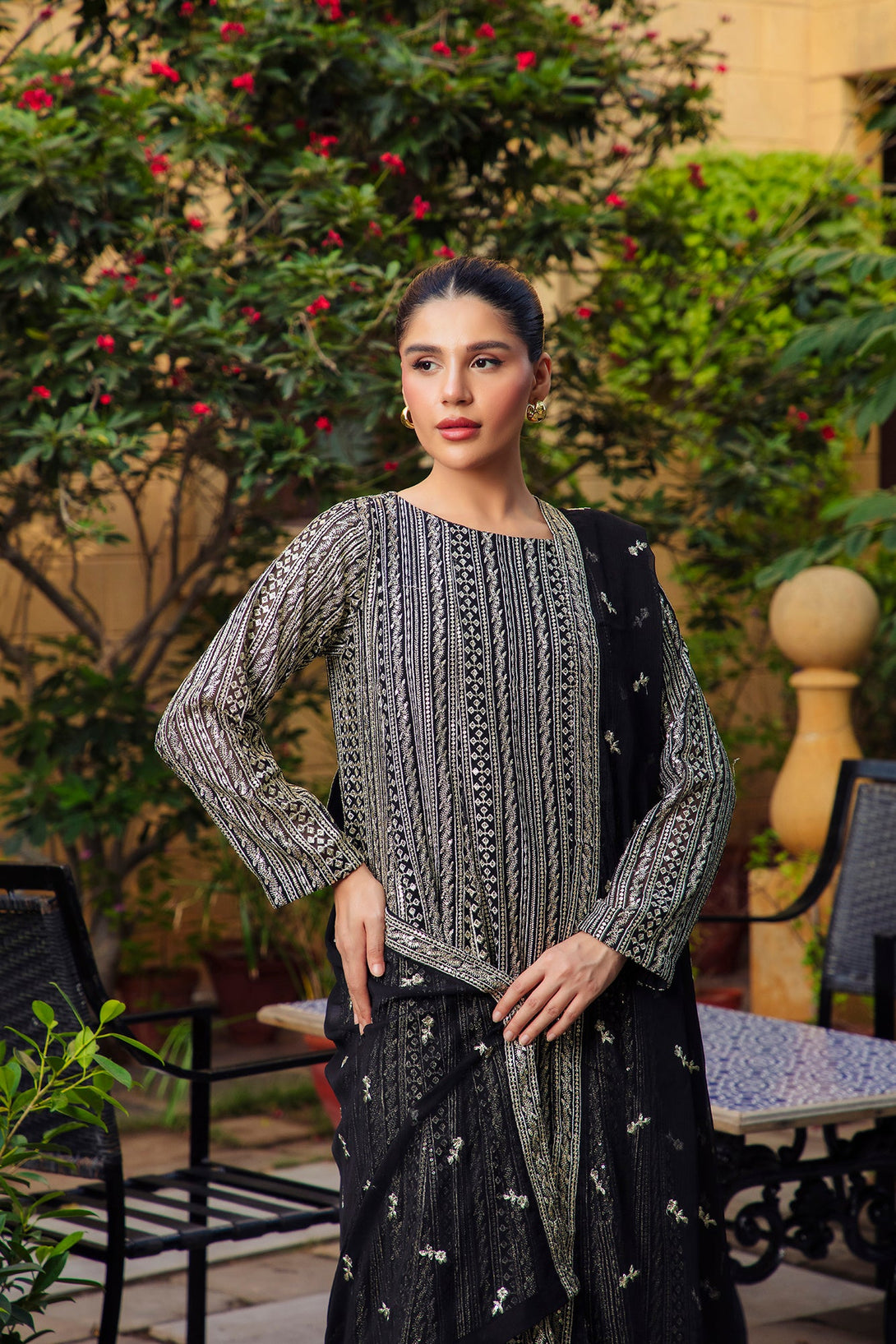 3-Piece Stitched Timeless Black Embroidered Sheep