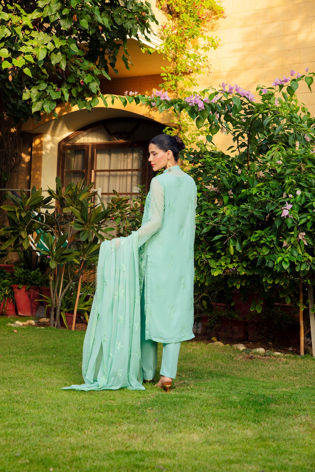 3-Piece Stitched Timeless Ash Green Embroidered Sheep