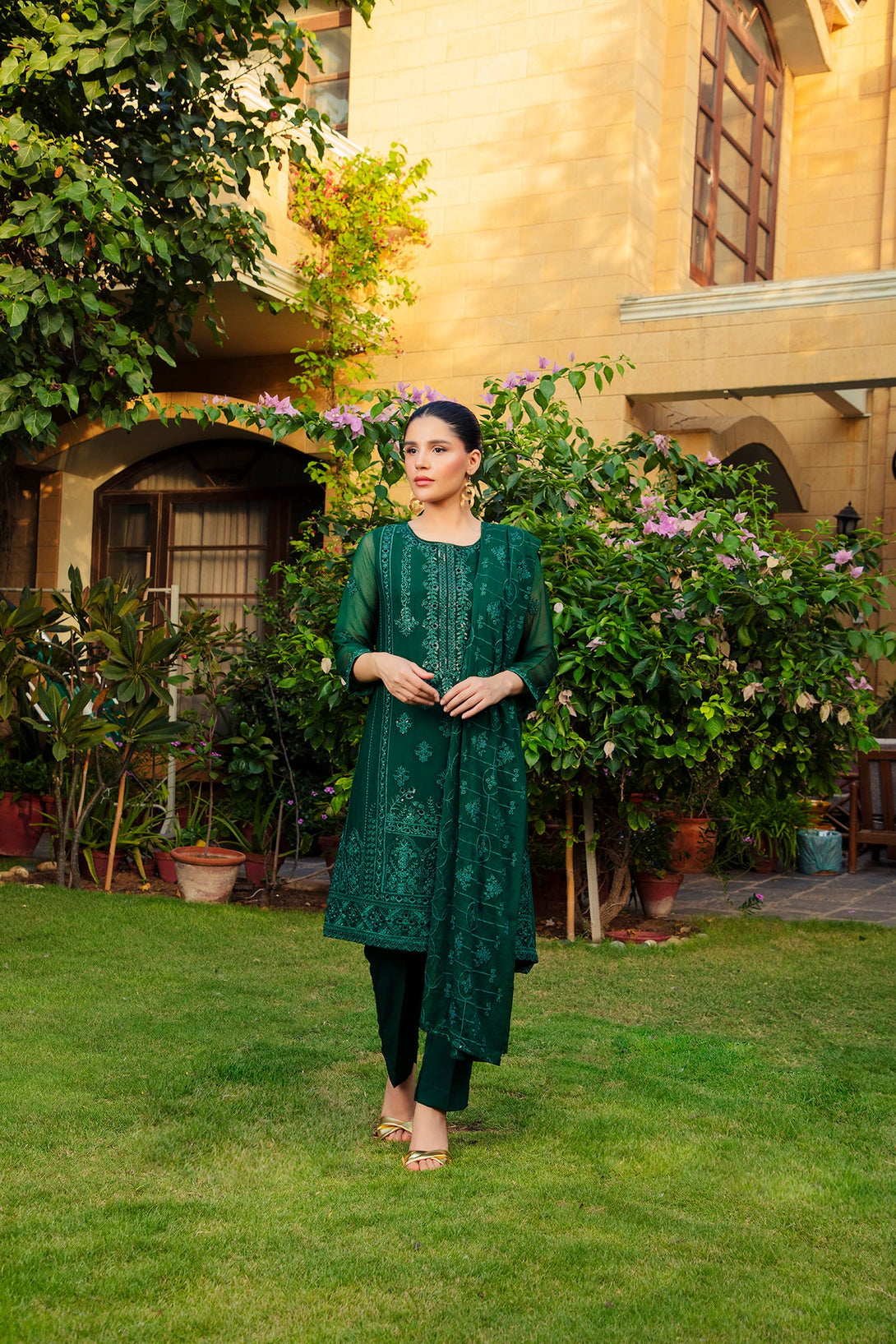 3-Piece Stitched Timeless Kai Green  Embroidered Sheep