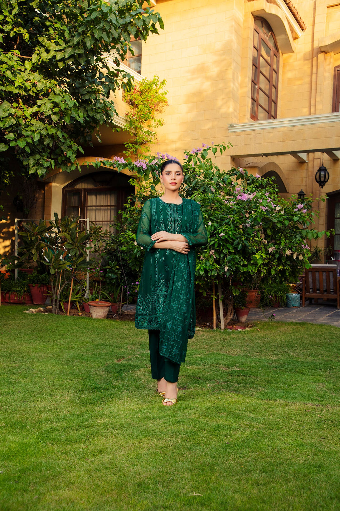 3-Piece Stitched Timeless Kai Green  Embroidered Sheep