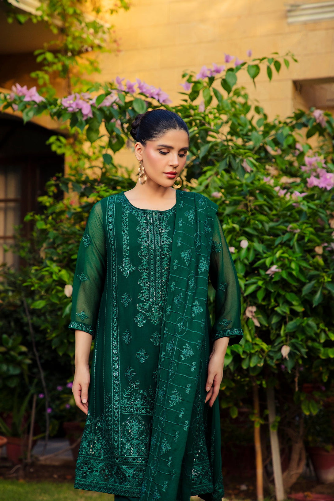 3-Piece Stitched Timeless Kai Green  Embroidered Sheep