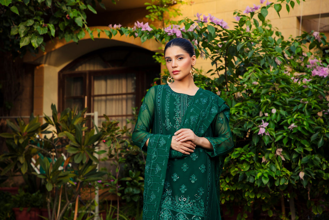 3-Piece Stitched Timeless Kai Green  Embroidered Sheep