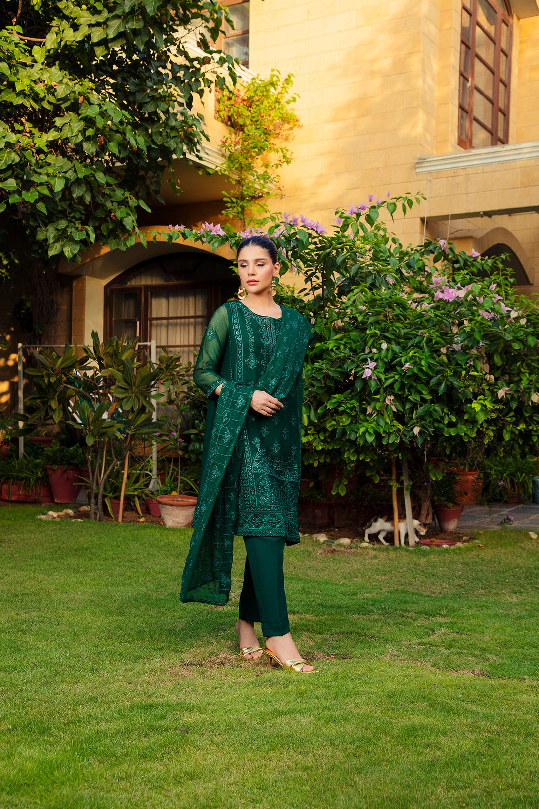3-Piece Stitched Timeless Kai Green  Embroidered Sheep