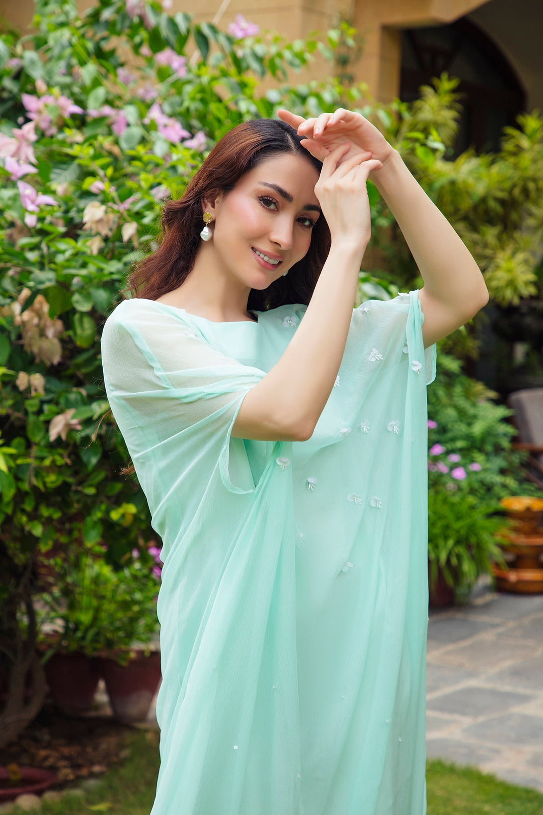 2-Piece Stitched Timeless Aqua Blue Hand Embroidered Sheep