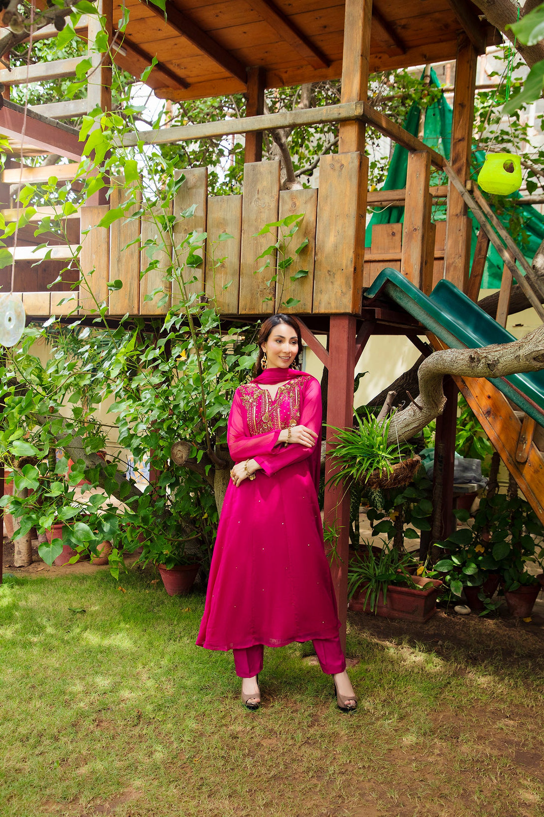 3-Piece Stitched Timeless Fushia Embroidered Sheep