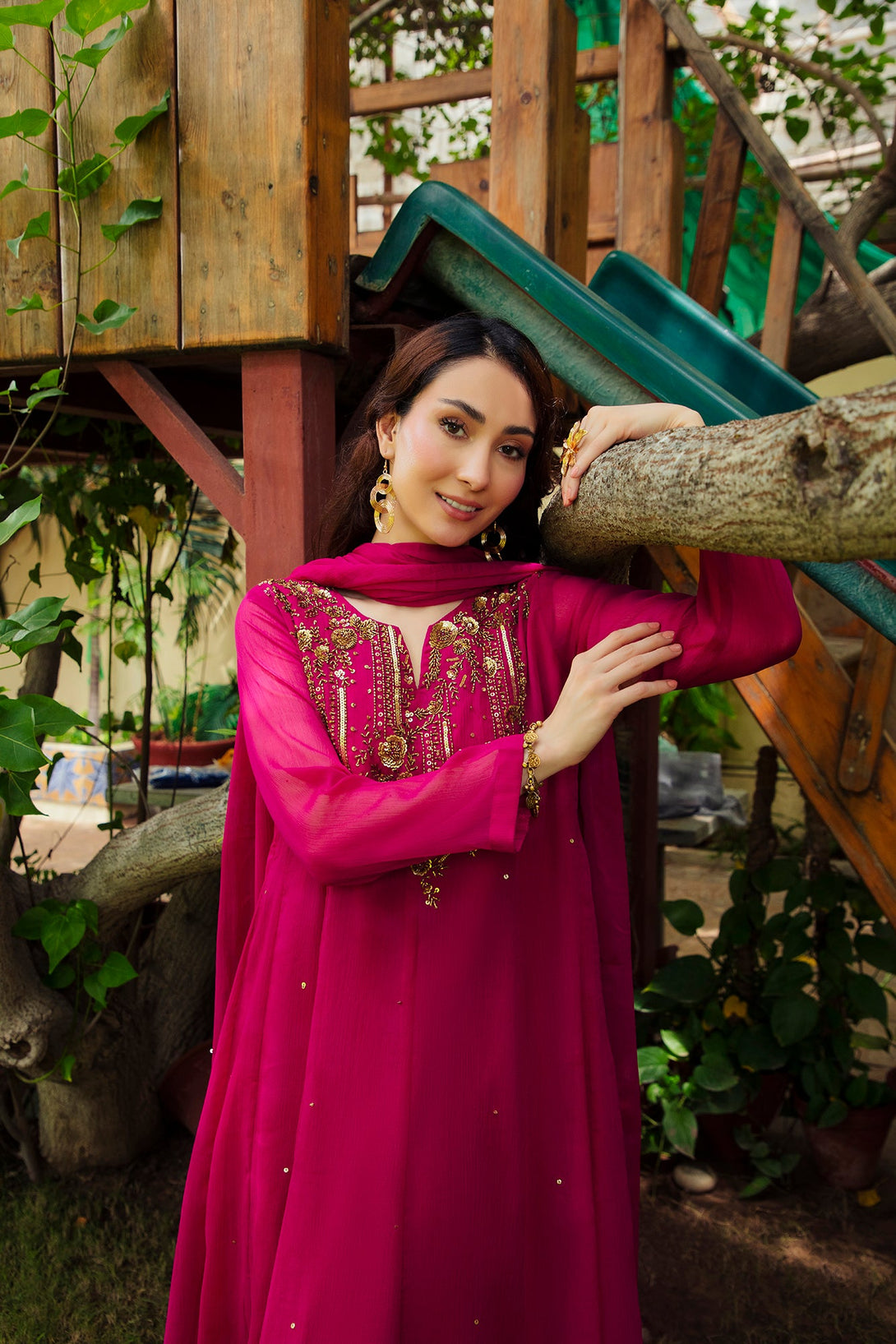 3-Piece Stitched Timeless Fushia Embroidered Sheep