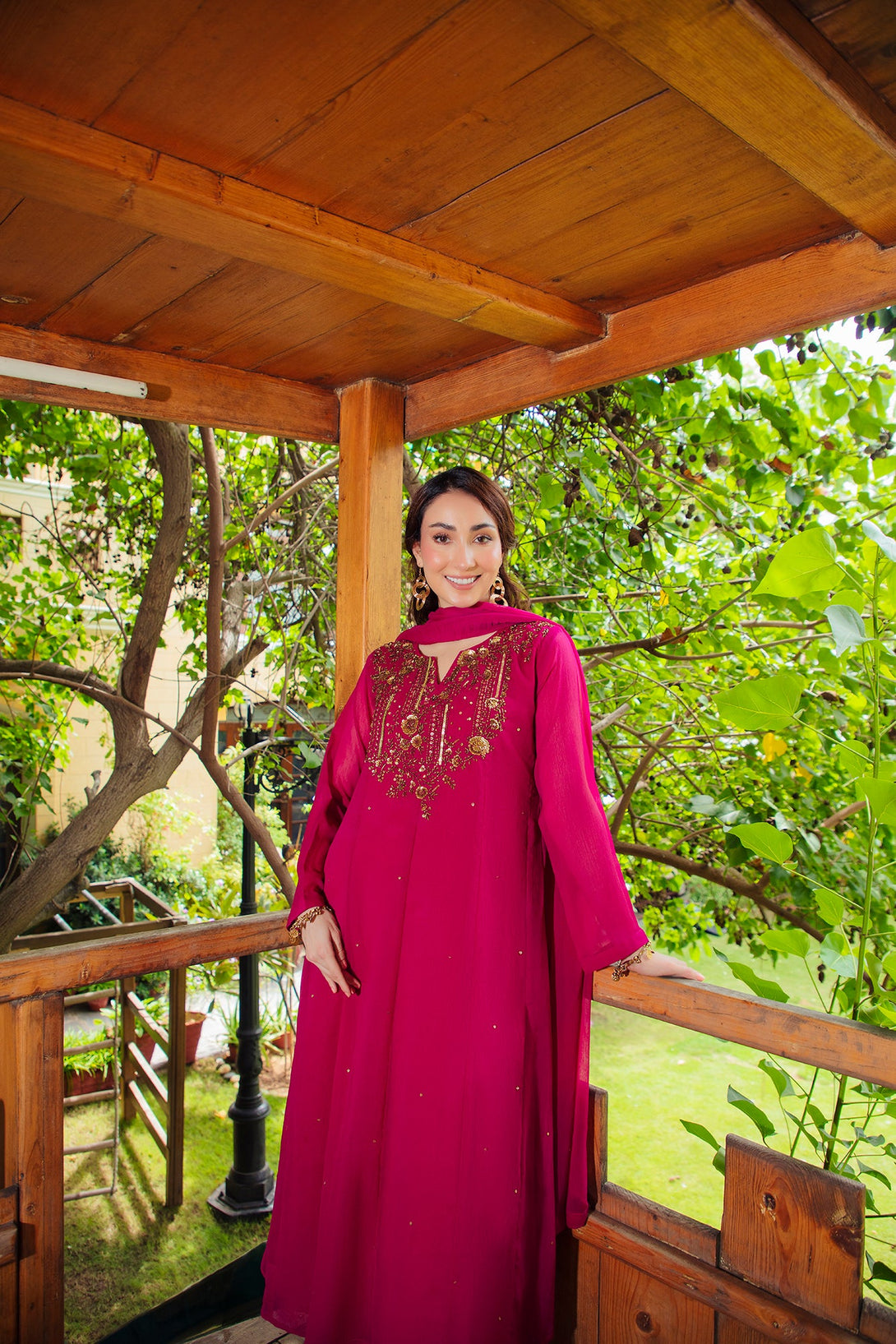 3-Piece Stitched Timeless Fushia Embroidered Sheep