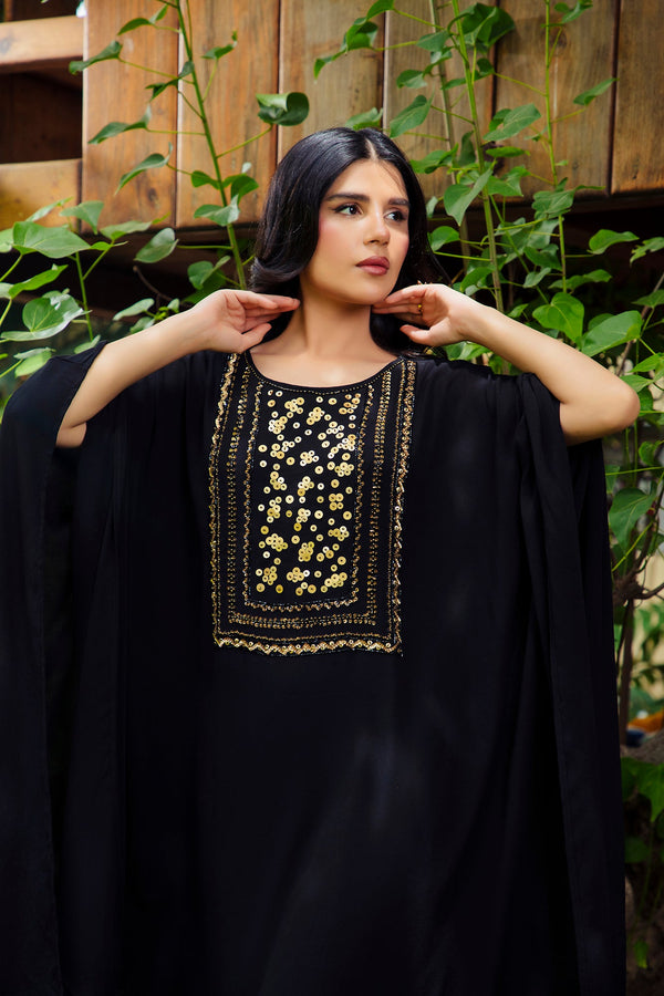 2-Piece Stitched Traditional Black Hand-Embroidered Sheep