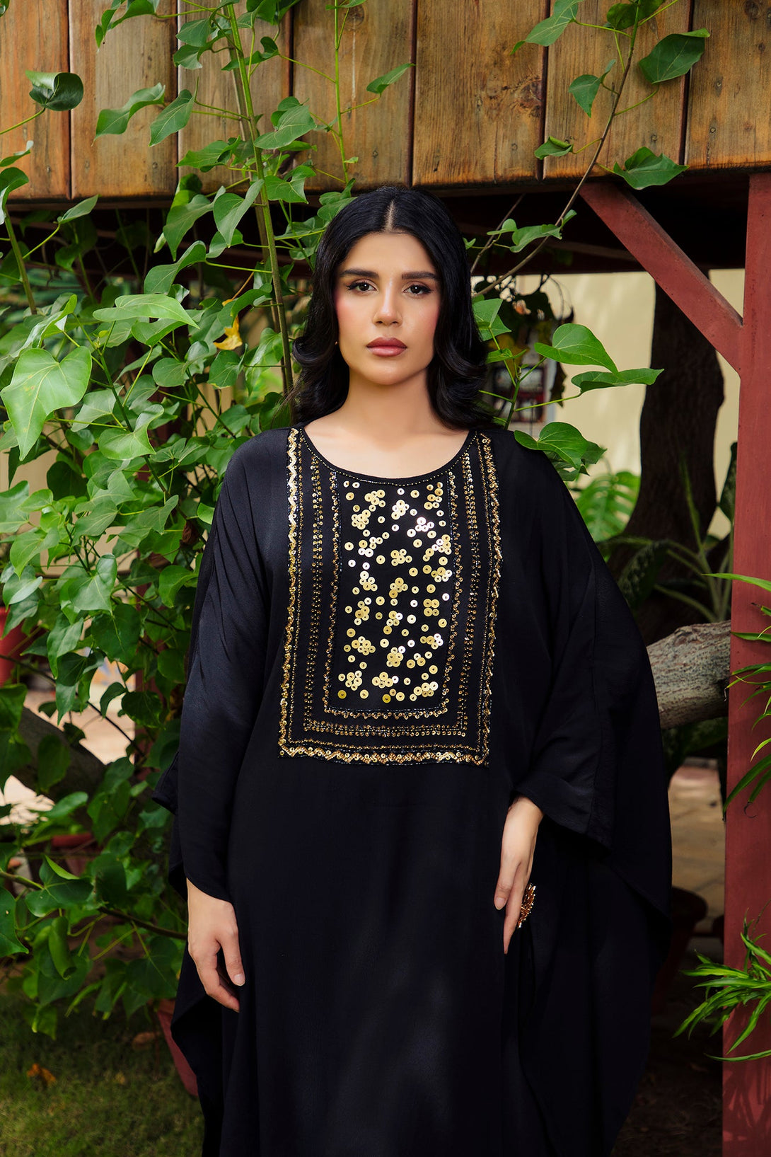 2-Piece Stitched Traditional Black Hand-Embroidered Sheep