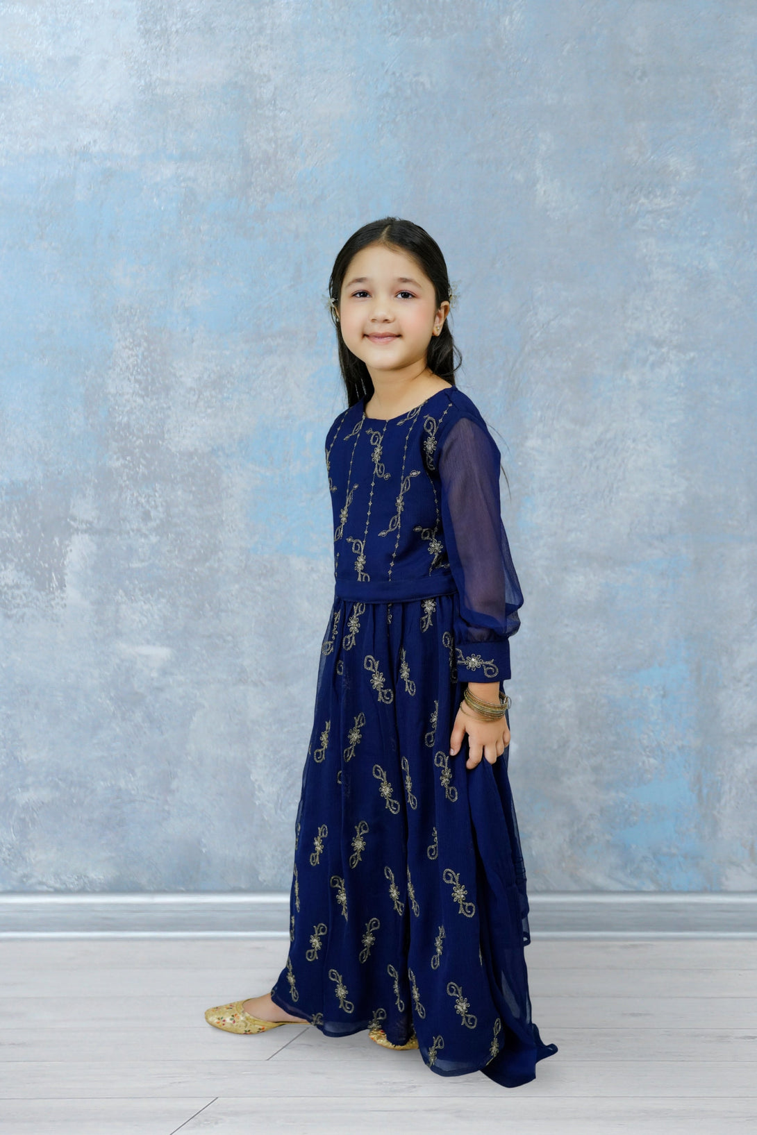3-Piece Set Navy blue Embroidered Sheep