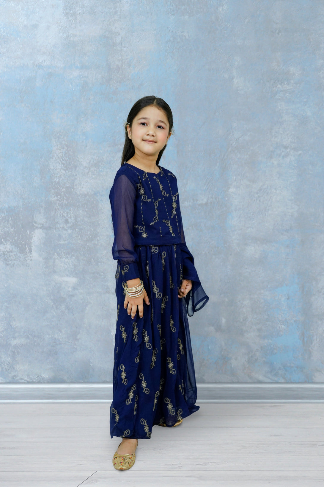 3-Piece Set Navy blue Embroidered Sheep