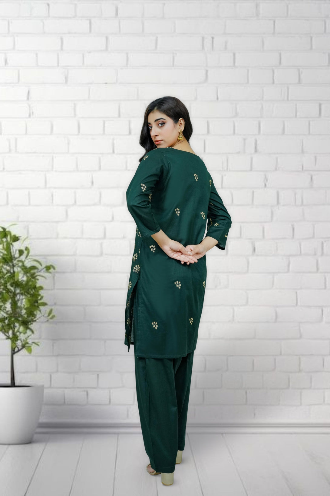 2-piece stitched Kai Green Embroidered Sheep