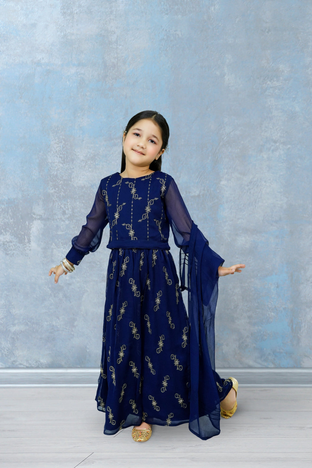 3-Piece Set Navy blue Embroidered Sheep