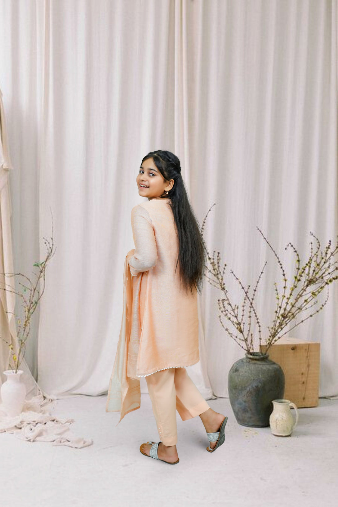3-Piece Set Peach Embroidered Sheep