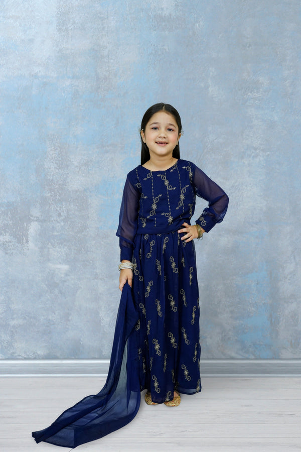 3-Piece Set Navy blue Embroidered Sheep