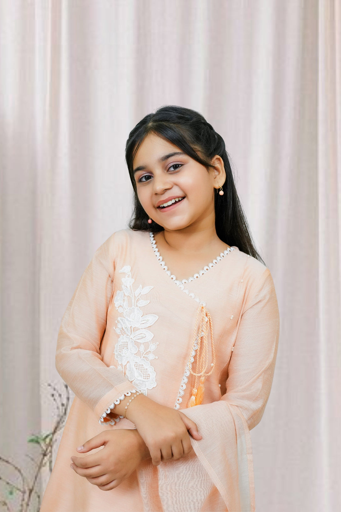 3-Piece Set Peach Embroidered Sheep