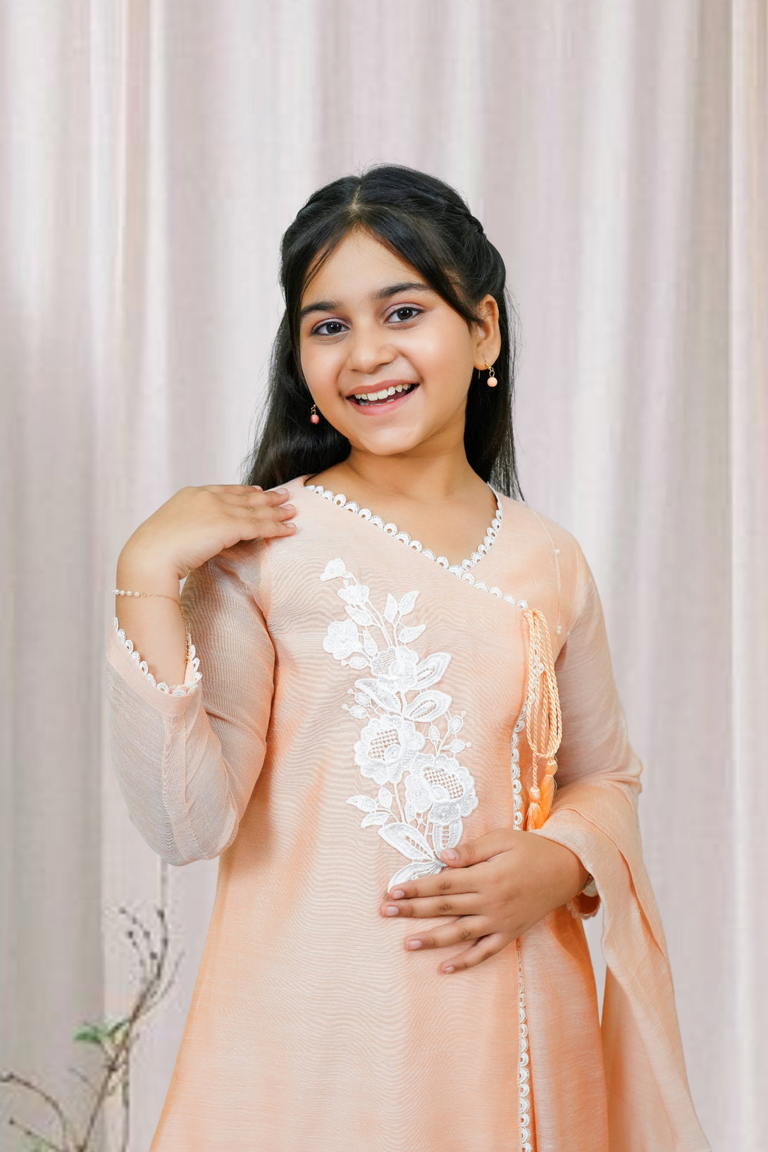3-Piece Set Peach Embroidered Sheep