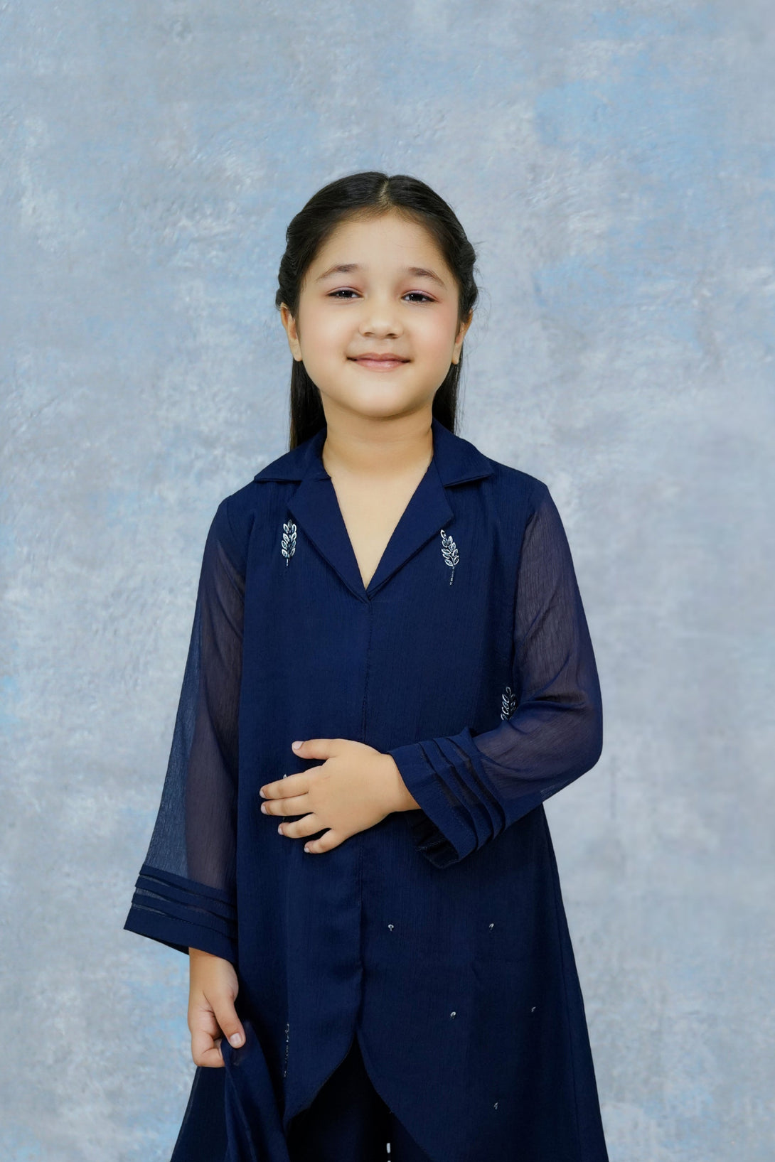 3-Piece Set Navy Blue Handwork (adda) Sheep