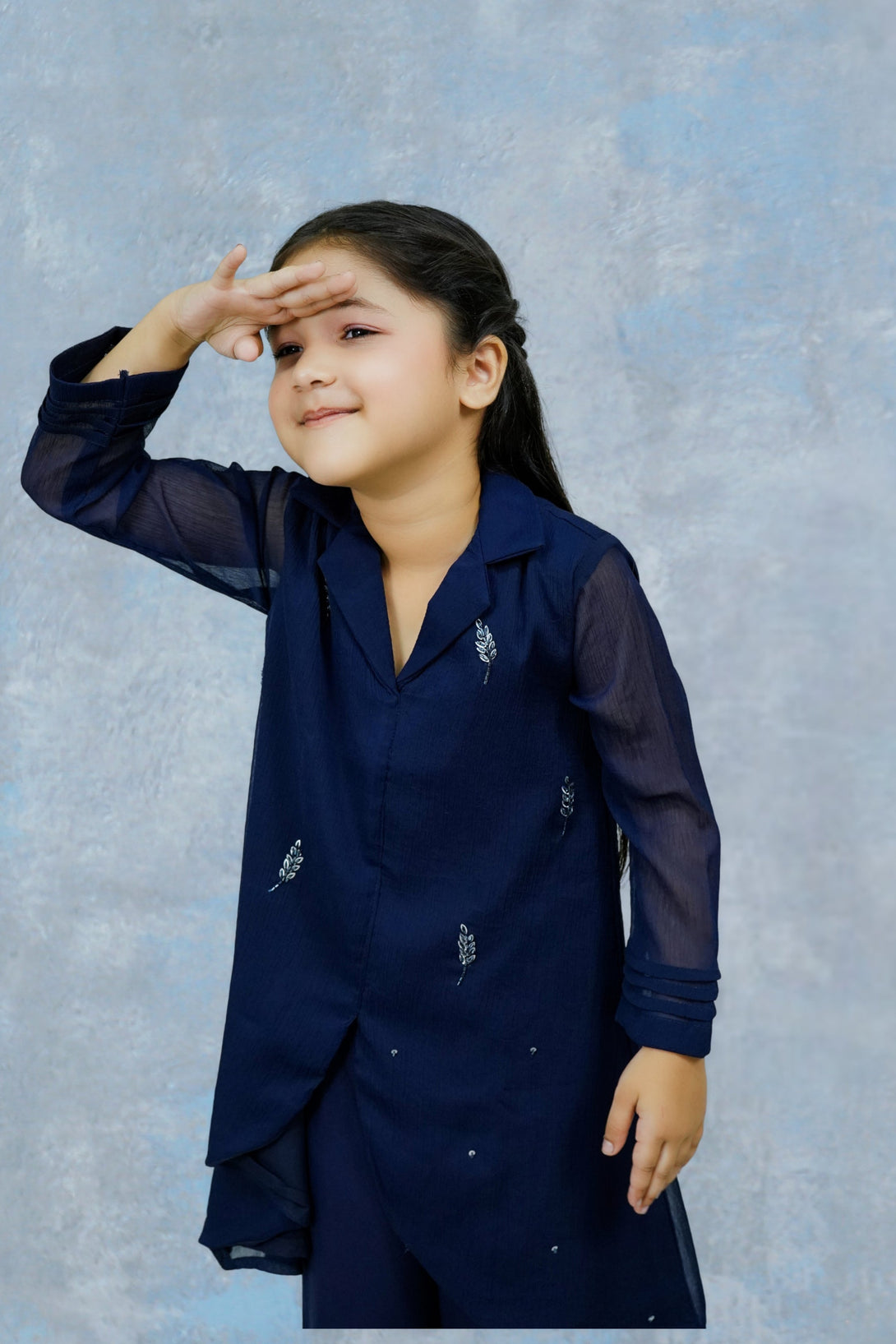 3-Piece Set Navy Blue Handwork (adda) Sheep