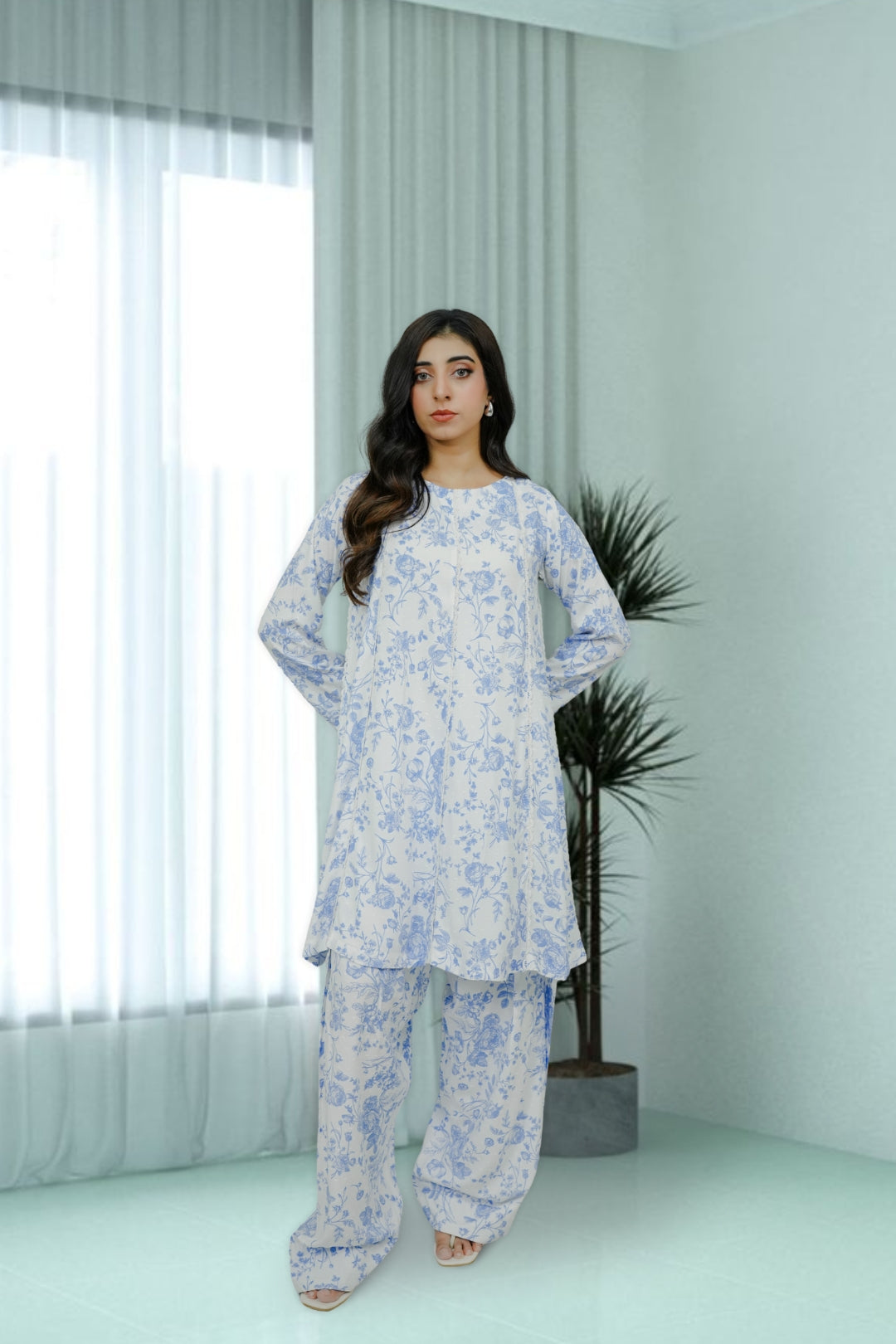 2-piece stitched White Printed Sheep