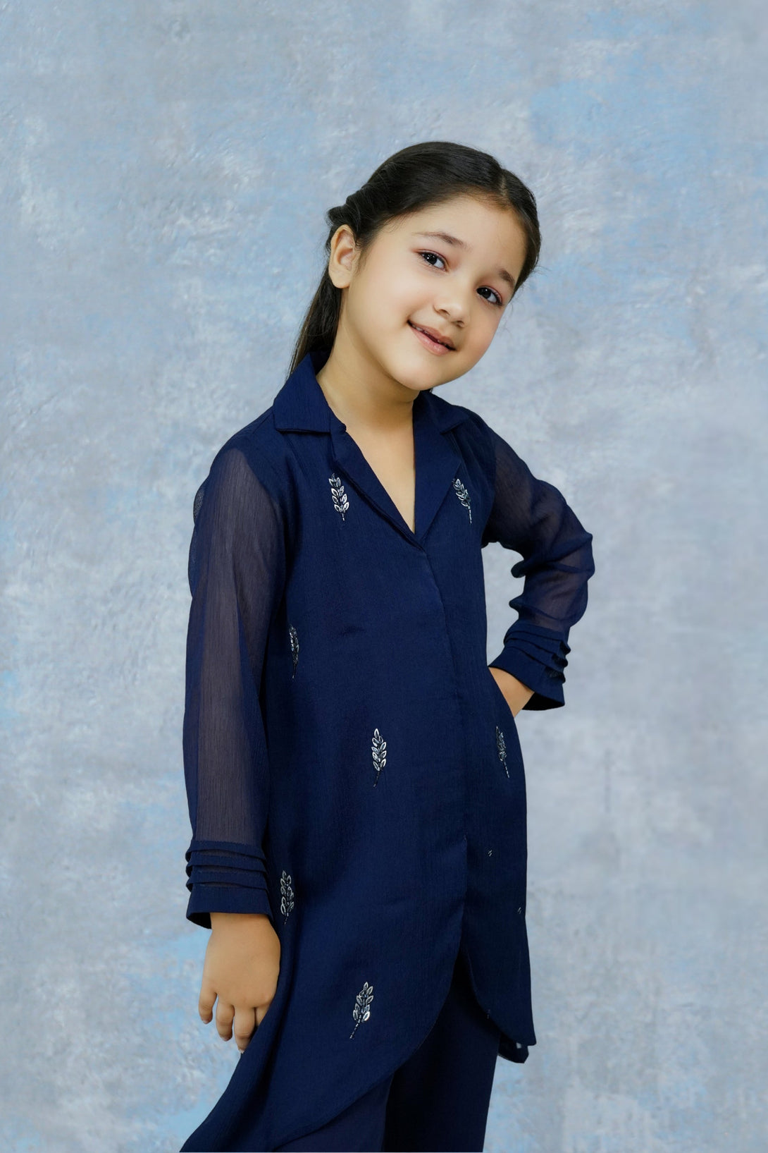 3-Piece Set Navy Blue Handwork (adda) Sheep