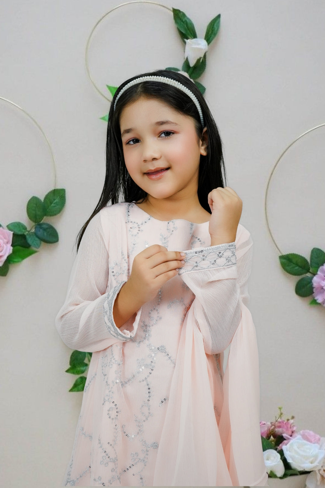 3-Piece Set Pink Embroidered Sheep