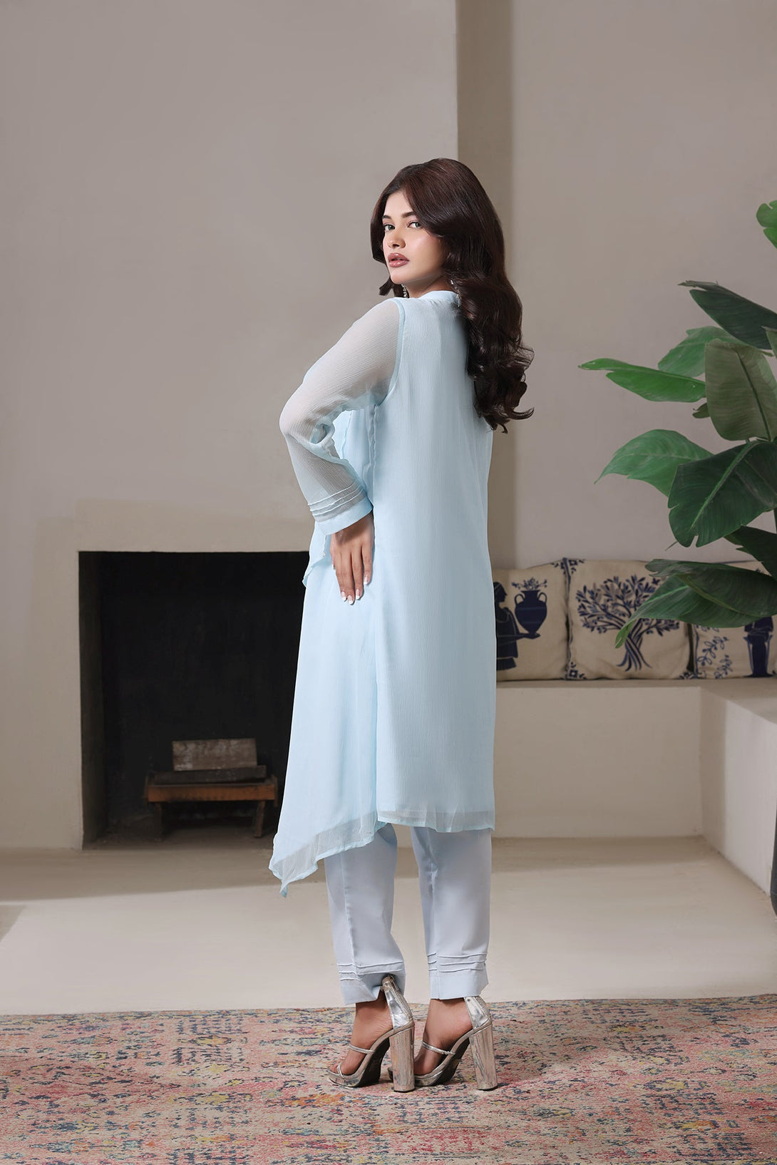 3-Piece Stitched Timeless Chambray Hand-Embroidered Sheep